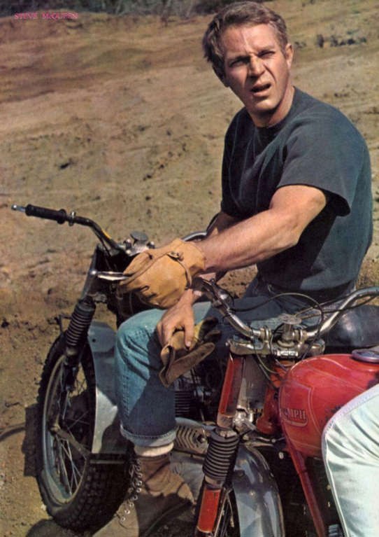 steve mcqueen on a motorbike