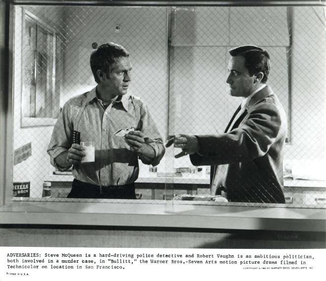 Steve as Frank Bullitt, and Robert Vaughn as politician Walter Chalmers.