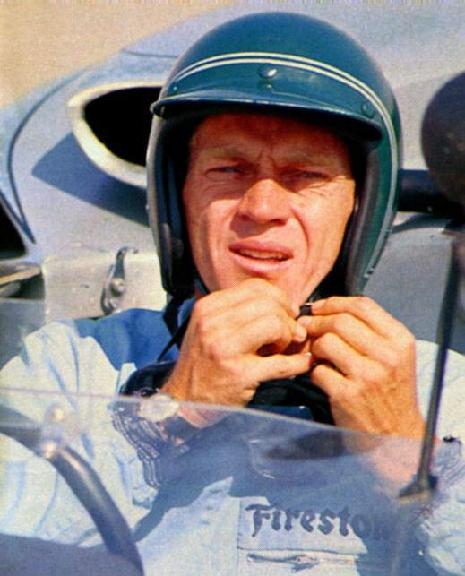 Steve straps on his racing helmet