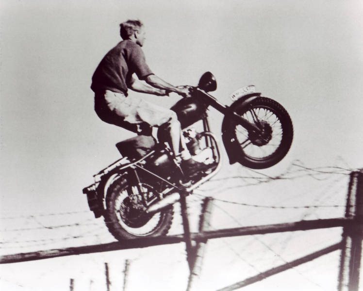 The bike jump from 'The Great Escape'