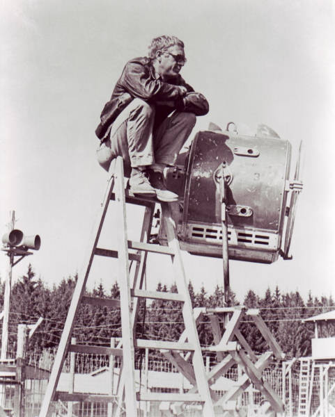 Steve McQueen on the set of 'The Great Escape'