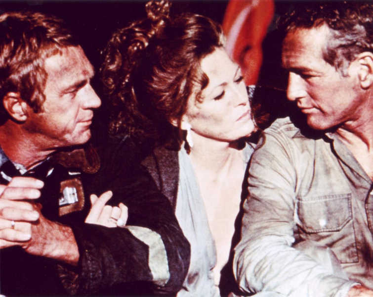 Steve McQueen, Faye Dunaway and Paul Newman