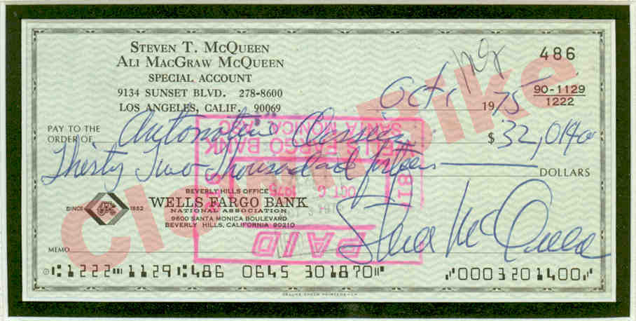 Signed cheque
