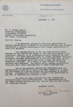 FBI letter of commendation
