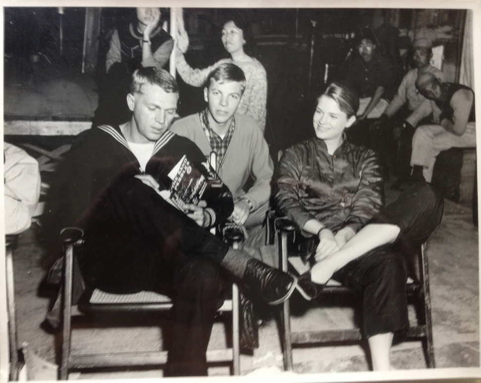 John on the set of The Sand Pebbles with Steve McQueen and Candice Bergen