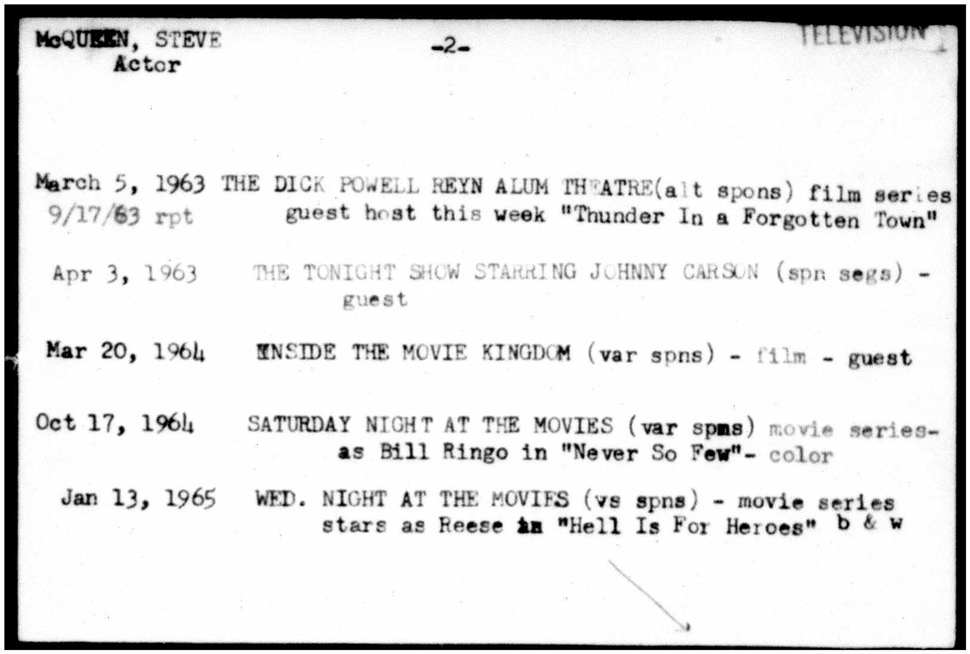 Steve McQueen's NBC Talent Profile - page 2a