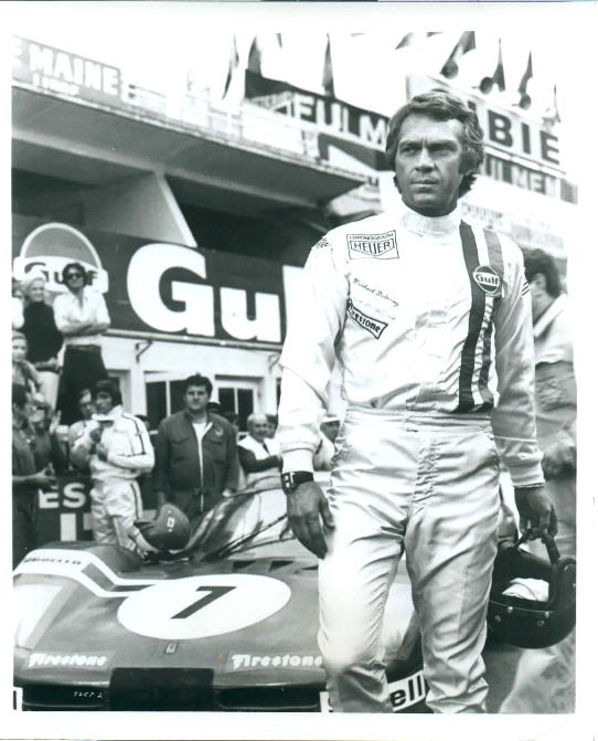 Steve McQueen in racing gear