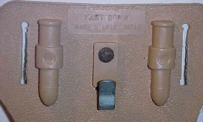 Close Up of 'Mare's Laig Rifle' Imprint on Holster