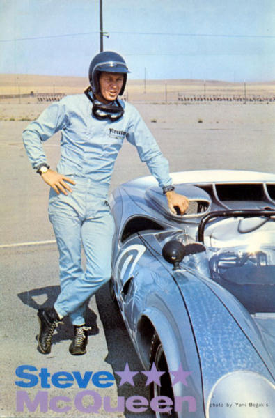 Steve leans against the Lola T-70 race car