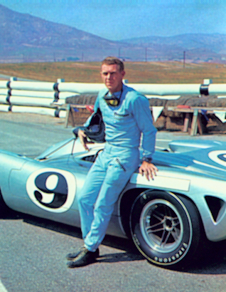 Steve leans against the Lola T-70 race car