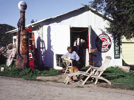 Steve sitting by Shed